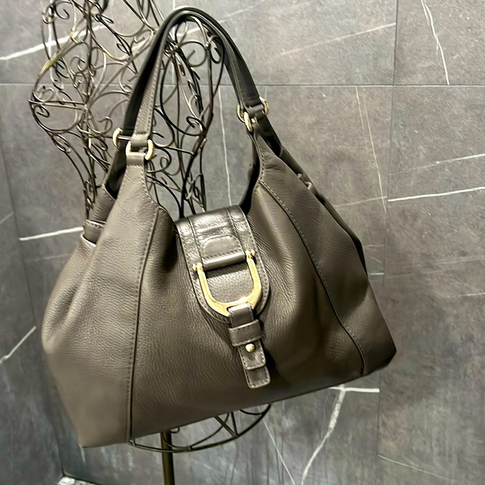 Gucci EUC leather Greenwich hobo gray tote, vintage